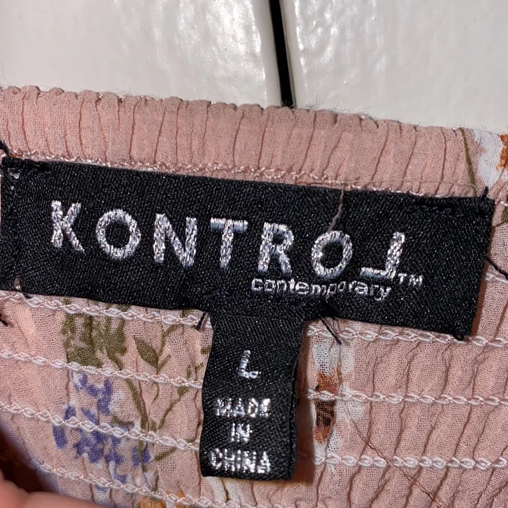 Kontrol Large Peach Floral Print Off Shoulder Blouse - Picture 2 of 11